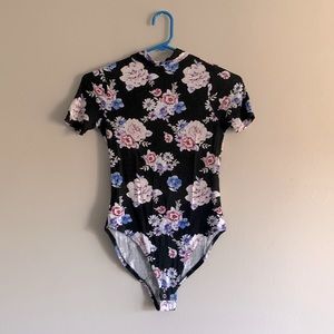 Floral bodysuit with open back